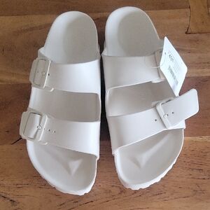 Birkenstock Arizona Eva Sandal In Eggshell White, Sz 39